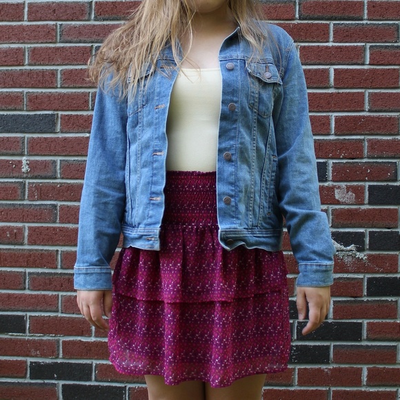 Old Navy Dresses & Skirts - Old Navy Magenta Chiffon Ruffle Floral Skirt